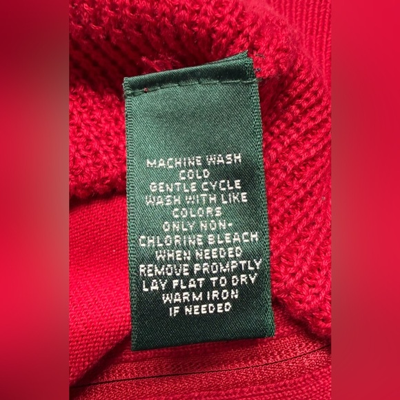 VINTAGE L-RL LAUREN ACTIVE RALPH LAUREN RED KNIT FULL ZIP MOCK NECK SWEATER SZ:L - Picture 8 of 10